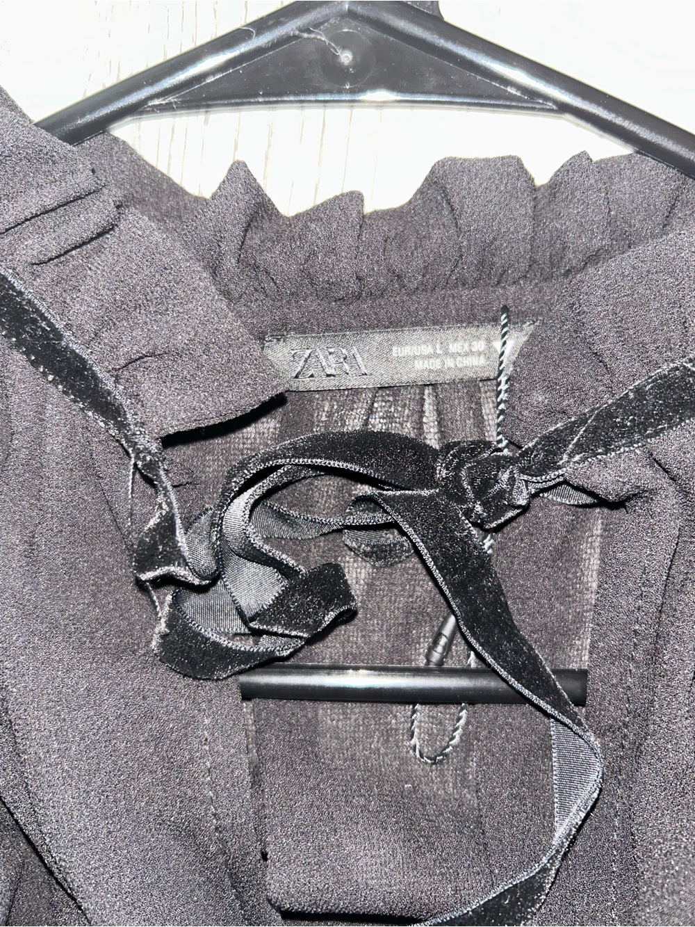 Zara Black Ruffled Tie-Front Peplum Blouse - Picture 2 of 4